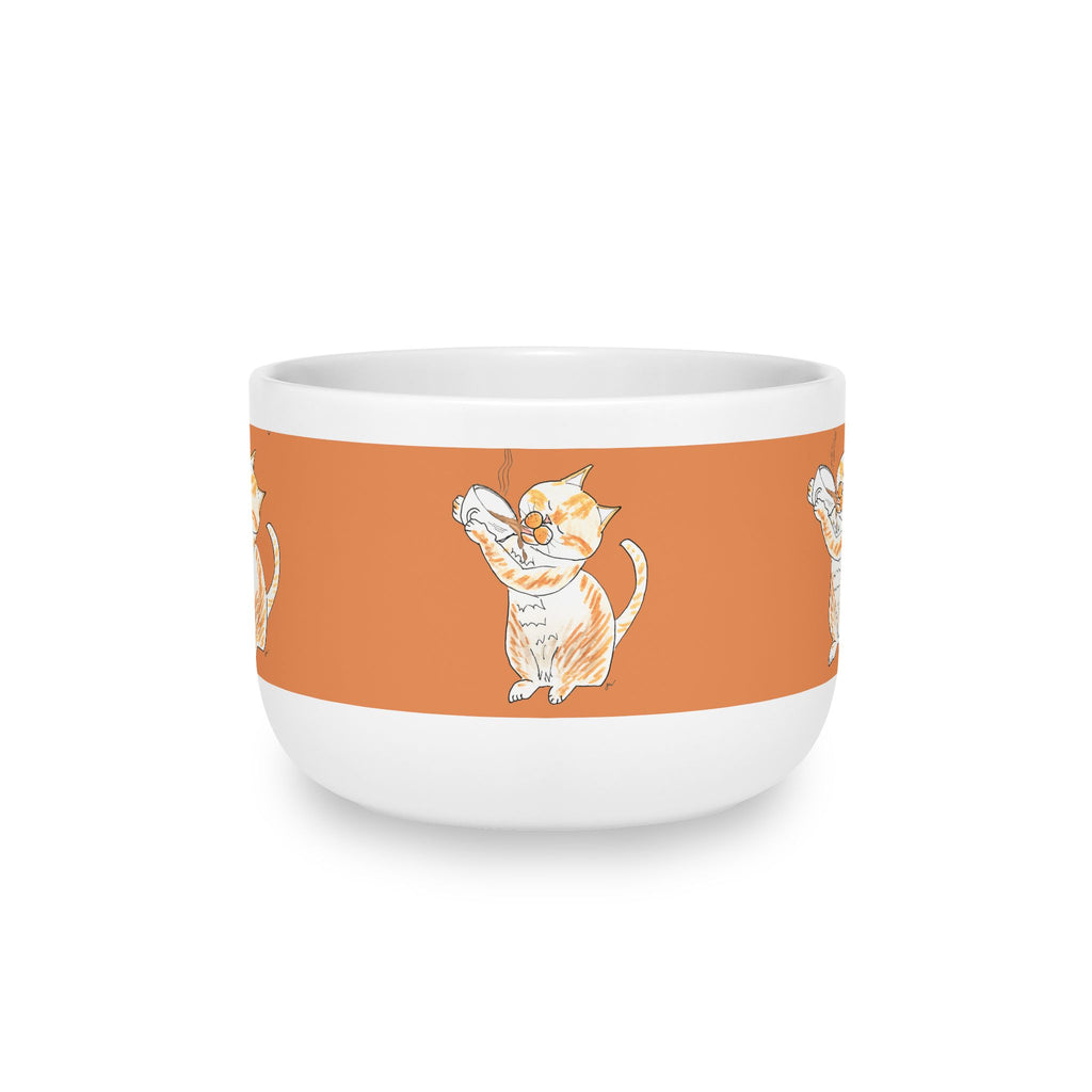 Niño Orange & White Playful Cat Latte Mug — 25oz Ceramic Coffee Cup
