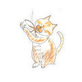 Niño the Coffee Cat Kiss-Cut Sticker Vinyl  — Cute Orange & White Tabby Drinking Coffee Vinyl Decal