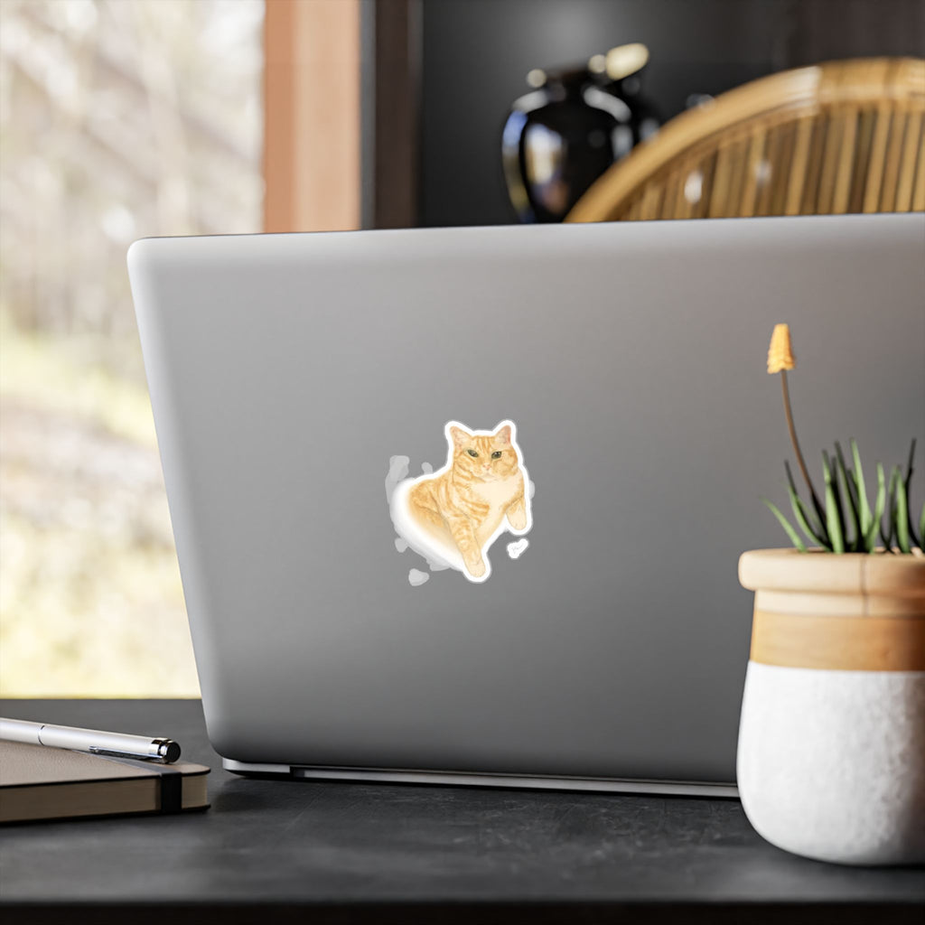 Wesley the Orange Tabby — Hand-Painted Watercolor Cat Vinyl Sticker