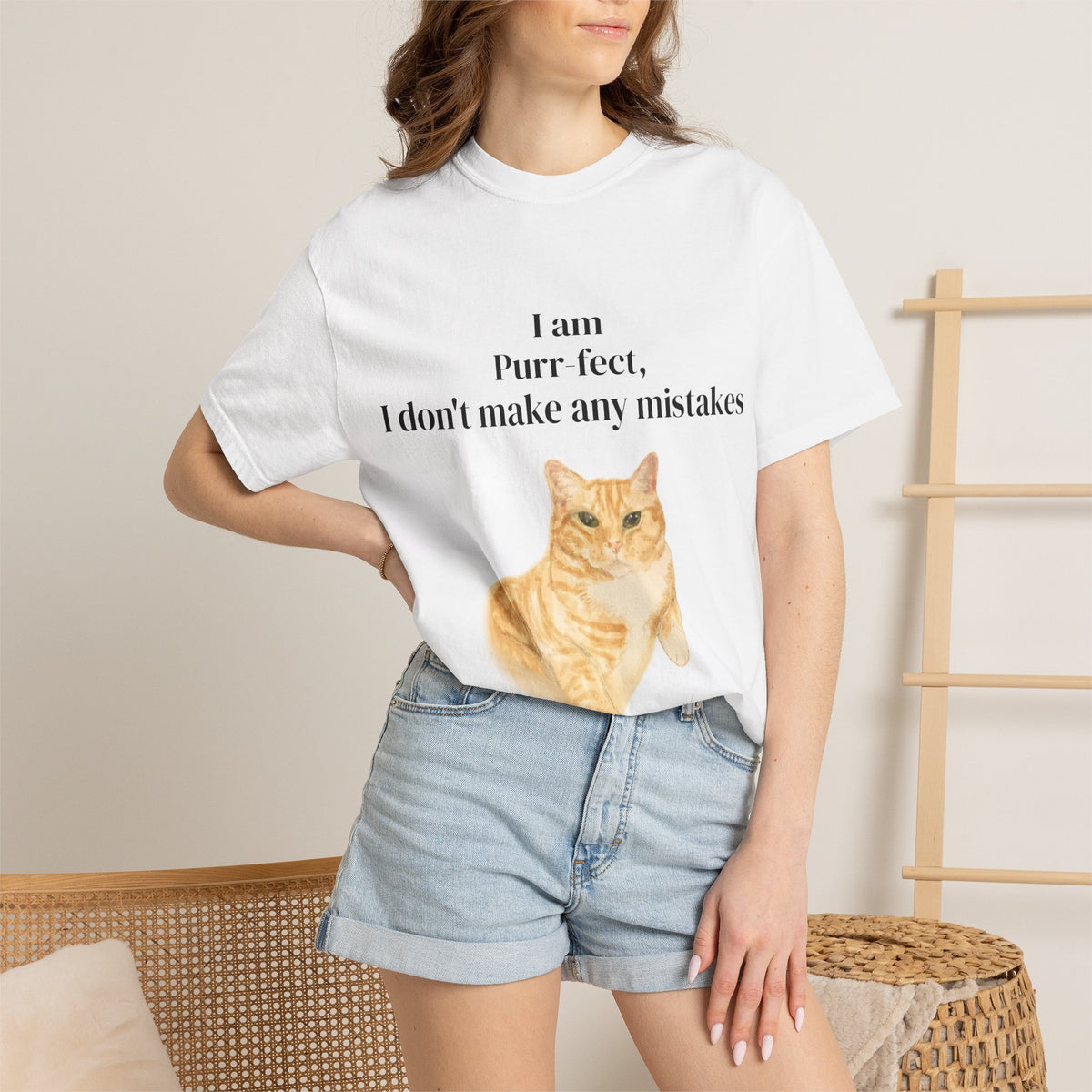 Wesley "I Am Purr-fect" T-Shirt — Orange Tabby Cat Graphic Tee