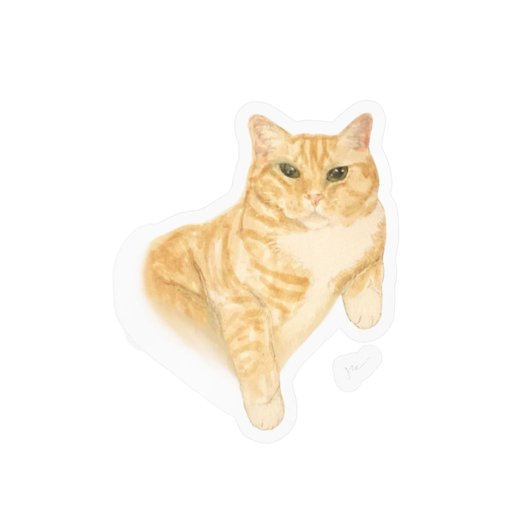 Wesley the Orange Tabby — Hand-Painted Watercolor Cat Vinyl Sticker