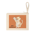 Niño "100% Catisfactory" Zipper Pouch — Cute Orange & White Cat Accessory Bag