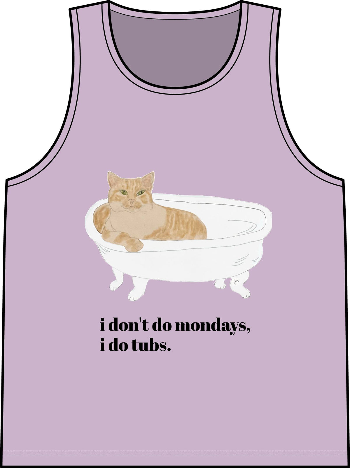 Cat in Tub Tank Top — "I don't do Mondays, I do tubs." Organic Rib Tank