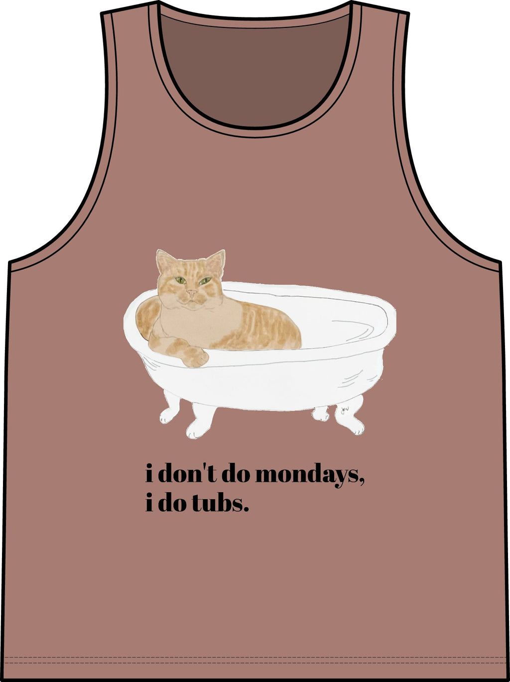 Cat in Tub Tank Top — "I don't do Mondays, I do tubs." Organic Rib Tank