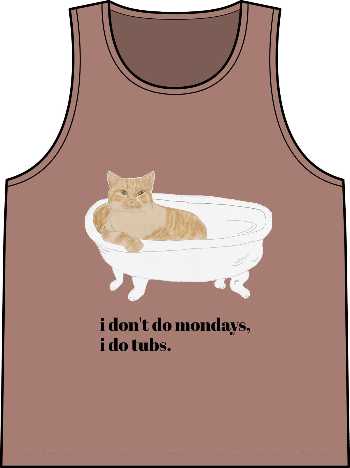 Cat in Tub Tank Top — "I don't do Mondays, I do tubs." Organic Rib Tank
