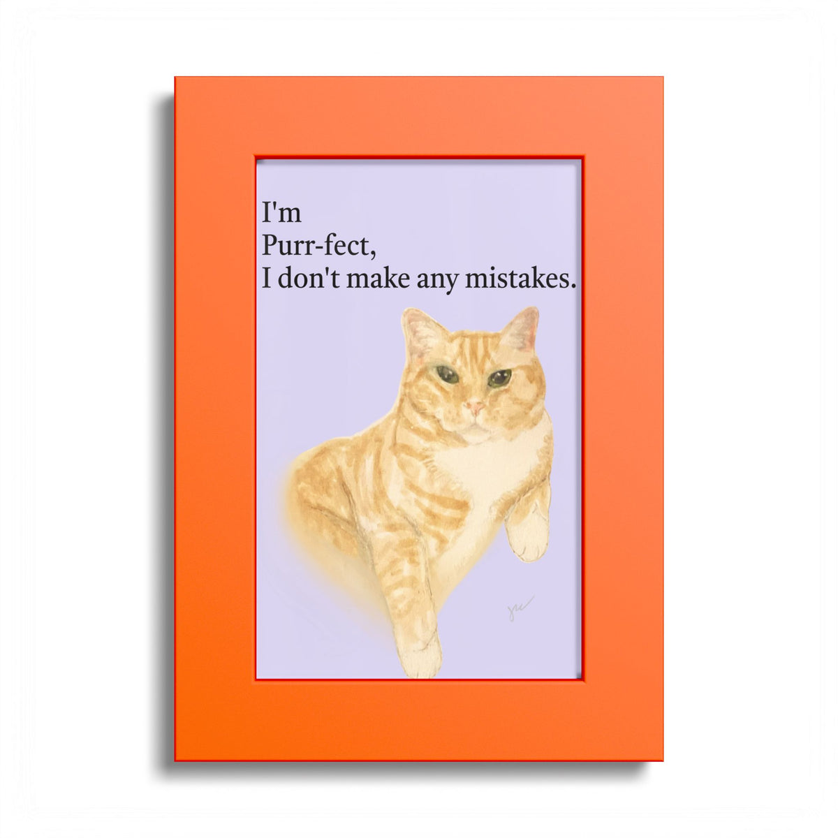 Wesley "I'm Purr-fect" Framed Print — Orange Tabby Cat Wall Art