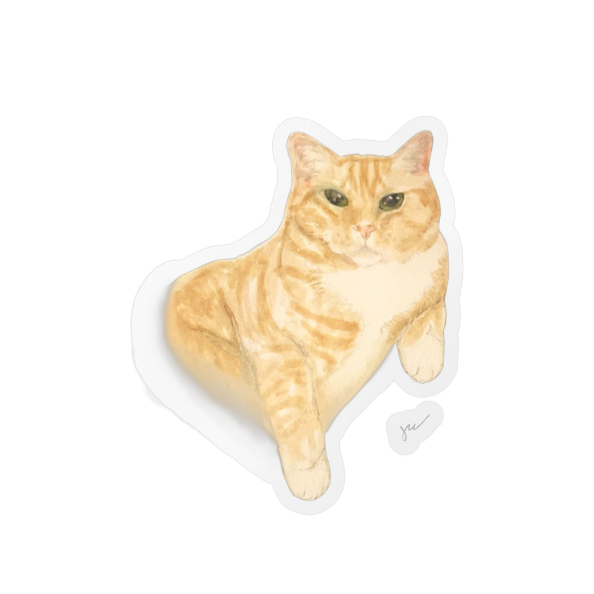 Wesley the Orange Tabby — Hand-Painted Watercolor Cat Vinyl Sticker