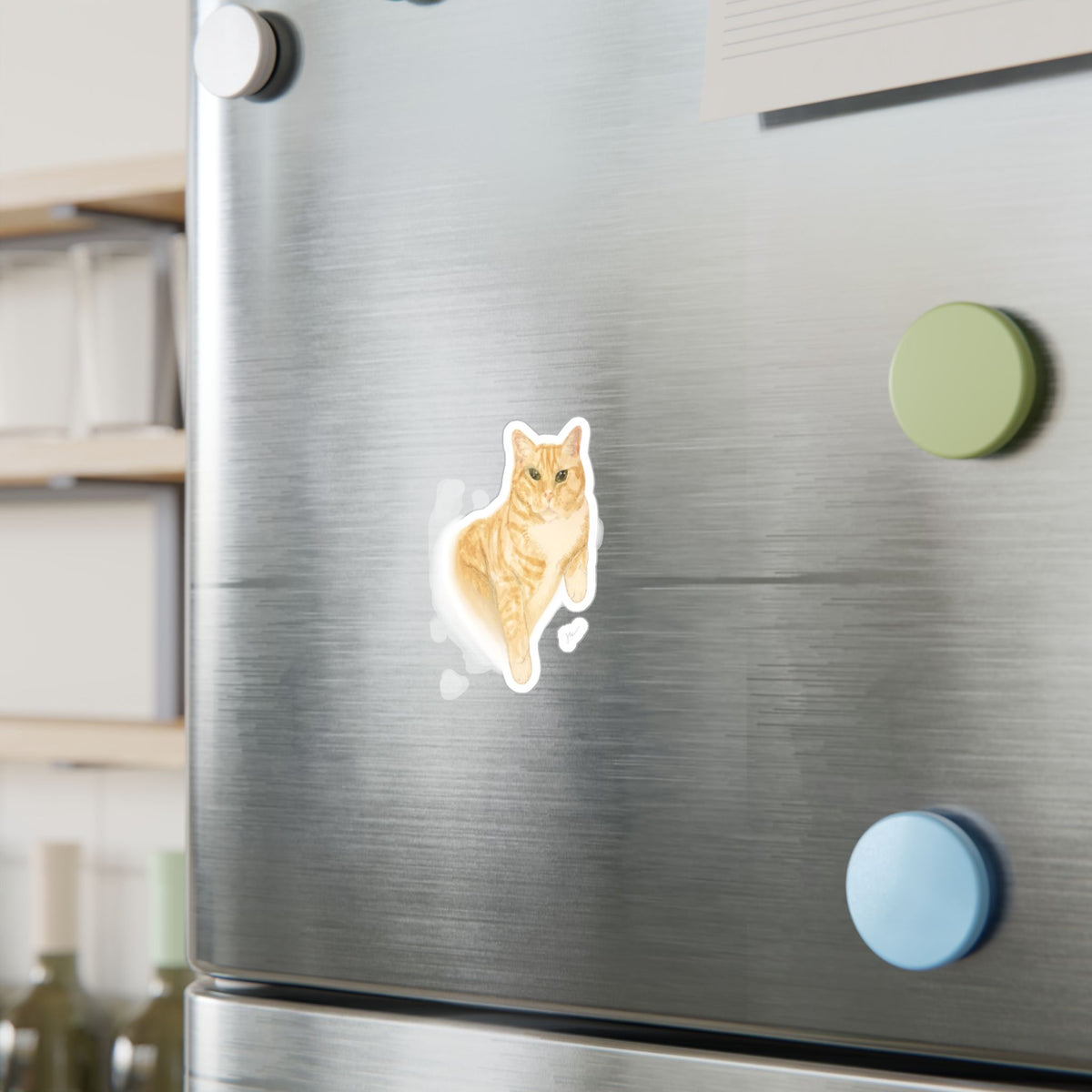Wesley the Orange Tabby — Hand-Painted Watercolor Cat Vinyl Sticker