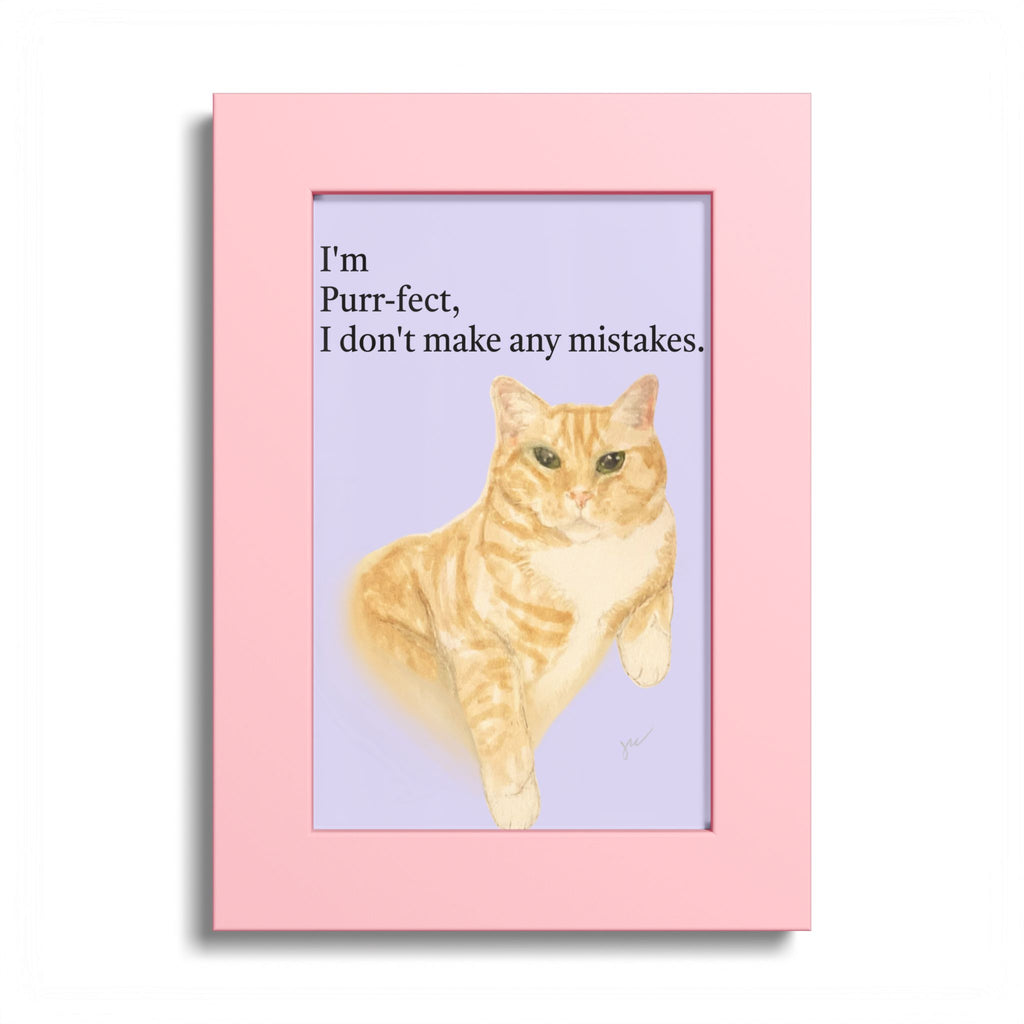 Wesley "I'm Purr-fect" Framed Print — Orange Tabby Cat Wall Art