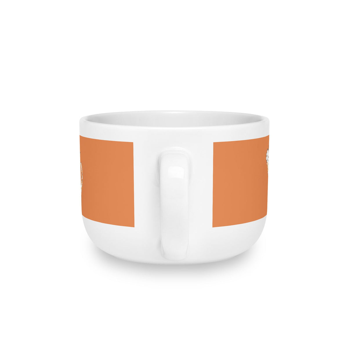 Niño Orange & White Playful Cat Latte Mug — 25oz Ceramic Coffee Cup
