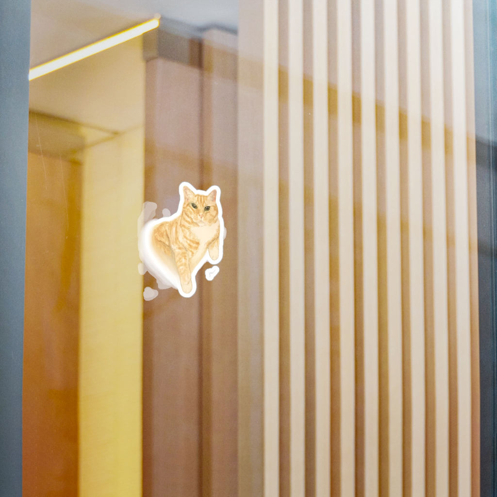 Wesley the Orange Tabby — Hand-Painted Watercolor Cat Vinyl Sticker