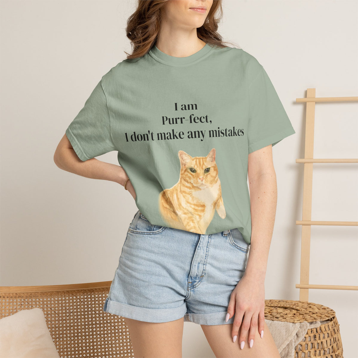 Wesley "I Am Purr-fect" T-Shirt — Orange Tabby Cat Graphic Tee