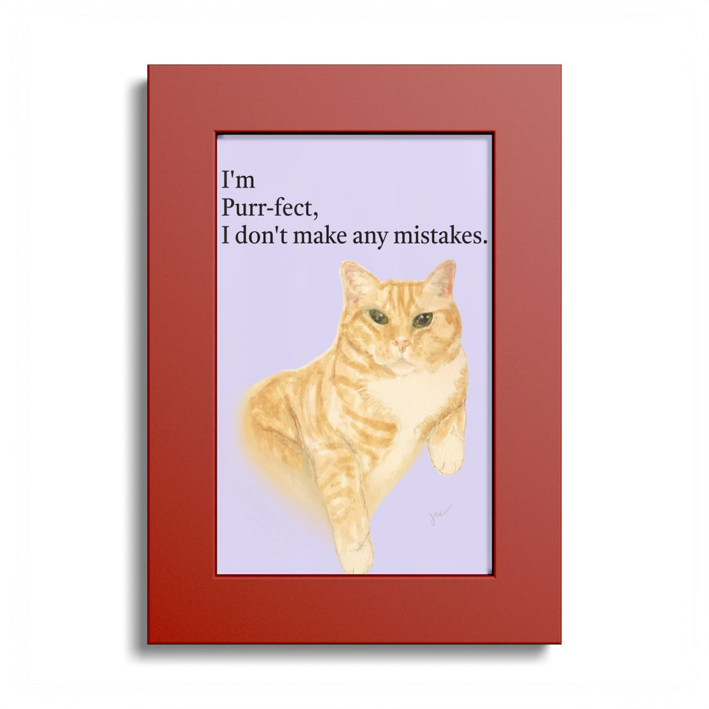 Wesley "I'm Purr-fect" Framed Print — Orange Tabby Cat Wall Art